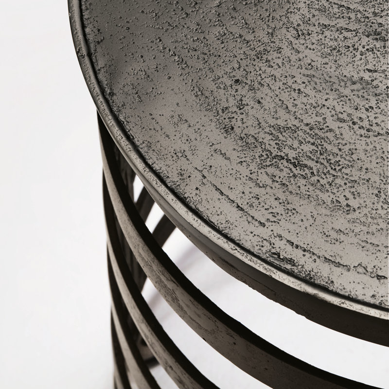 Black Round Metal Storage Occasional Table