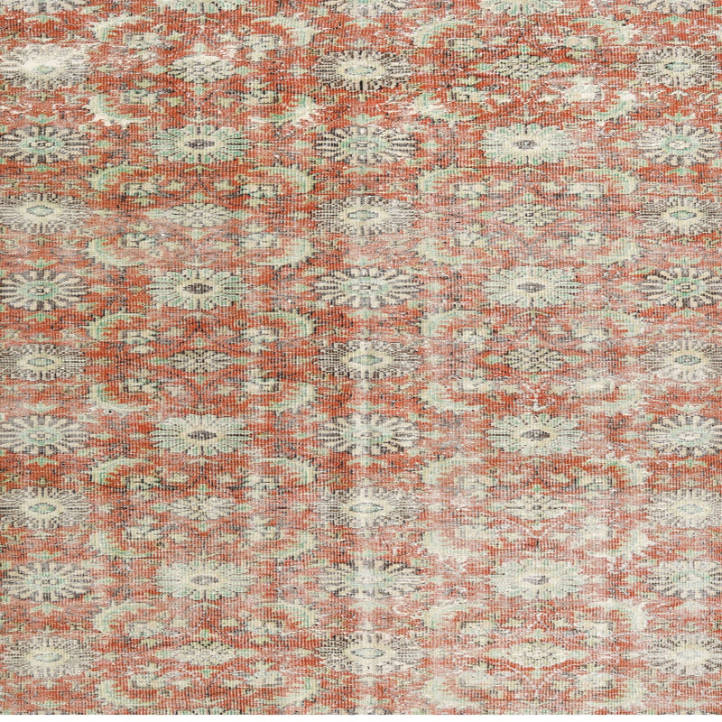 Tapis gris/beige/rouge traditionnel, Carré 5 pi