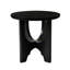 Sara Round Side End Table, 20 Inch Solid Mango Wood Top In Matte Black With Curved Legs