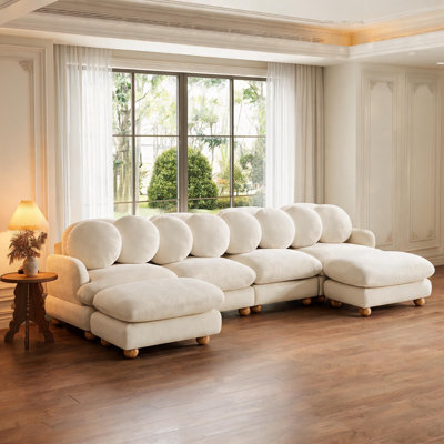 Chenille 4-Seat Large Modular Sectional with Ottoman