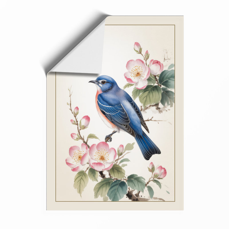 Blue Jay Among Roses Botanical - Framed Print, A3 - 42.0 x 29.7 cm, Unframed