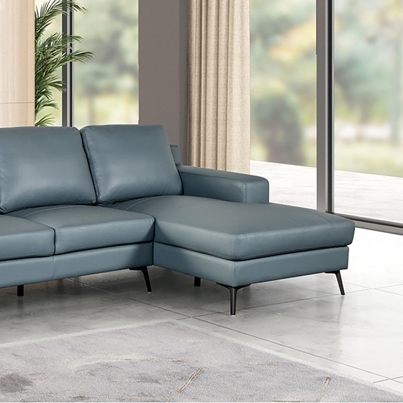 Canapé modulaire Sincalir, Assortiment de cuir bleu, Orienté à droite