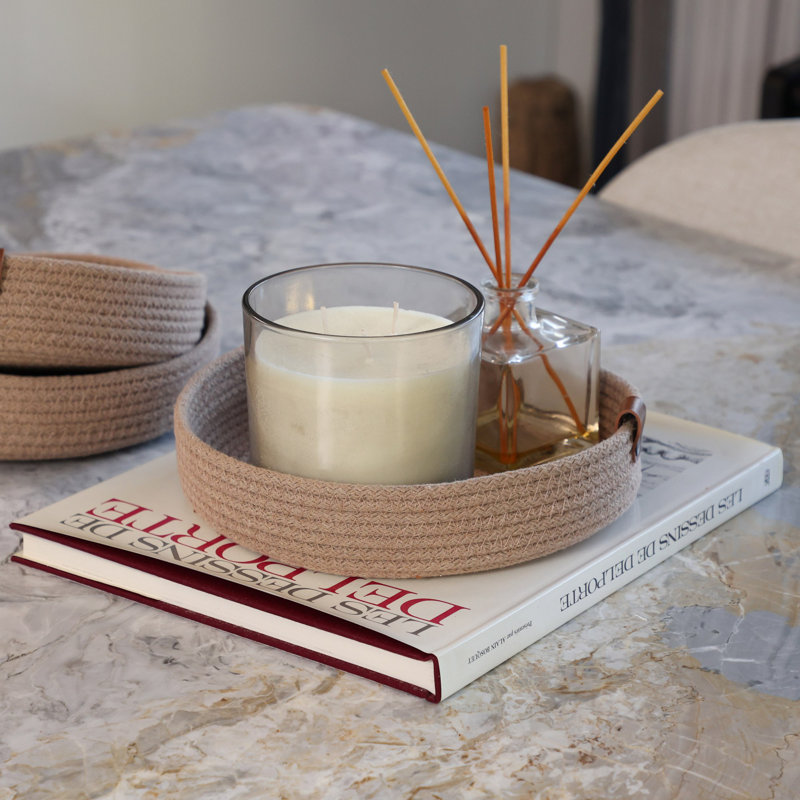 Raneem Cotton Decorative Tray, Beige