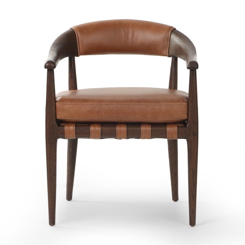 Fauteuil en cuir Clendon, Cuir Terra brun chêne