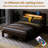 Bed Frame Queen Size with LED Lights and USB Ports, Metal Frame with Headboard, Large Storage Space
