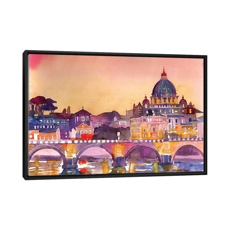 « rome » par maja wronska, impression sur toile, H 18 po x l 26 po x P 1,5 po, Toile avec cadre noir, Pas de tapis