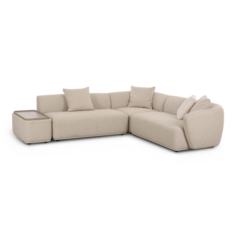  Sylvie Cream Boucle 4-Piece Left Chaise Sectional, Left