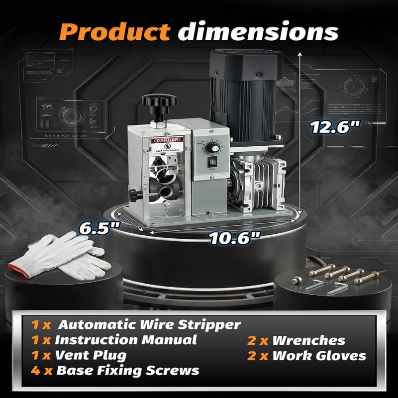 370W Electric Wire Stripper Machine for Gauge Wire 0.06"–1".