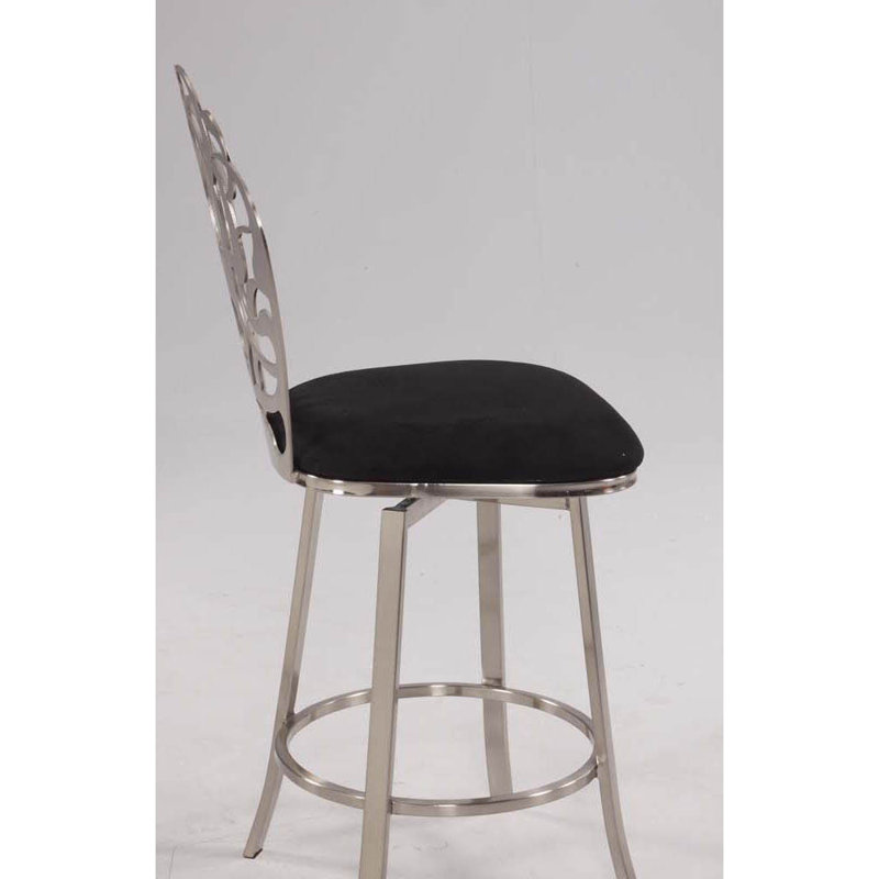 Elegant Laser Cut Memory Swivel Counter Stool in Satin Black
