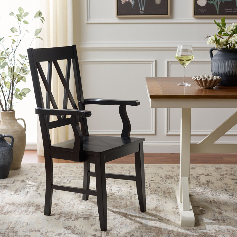 Yana Double X-Back Arm Chair, Black
