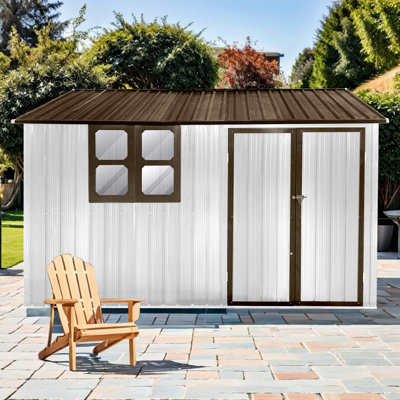 10ft x 8ft Garden Shelter with Window - Outdoor Metal Storage Shed -  Mesa Home Depot, MESAXINGHEW1350S00047