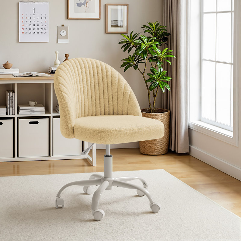 Chaise de bureau en velours avec roulettes, chaise de travail, jaune, Jaune