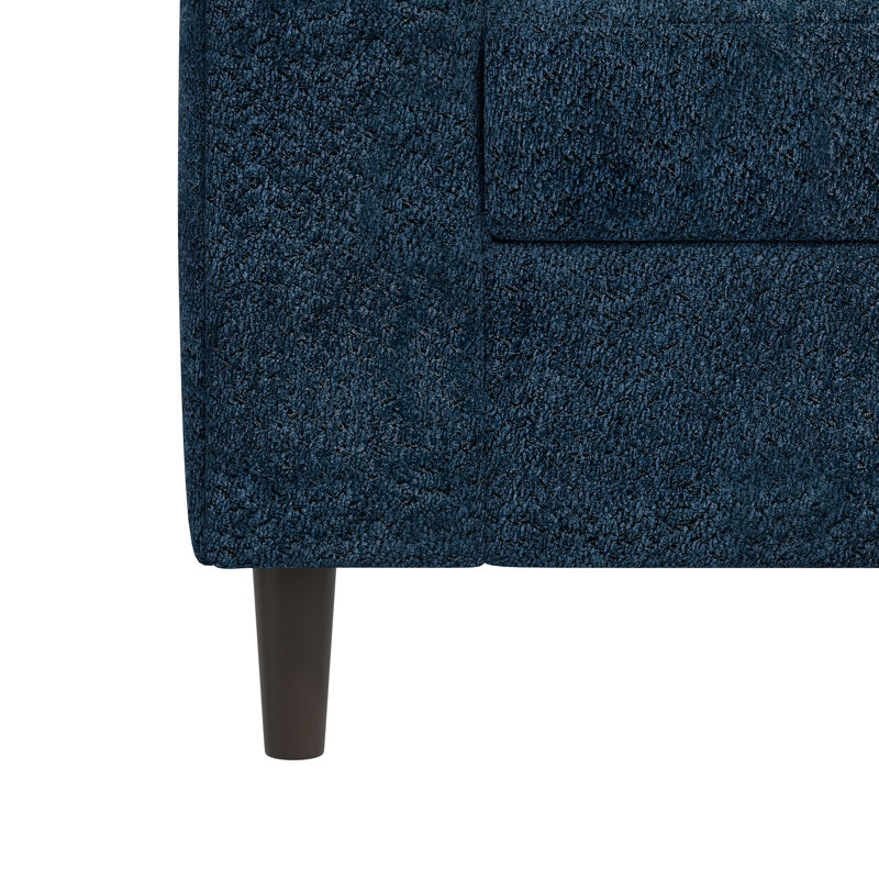 Canapé à accoudoirs carrés 77,5 po Yosselin, Bouclé bleu