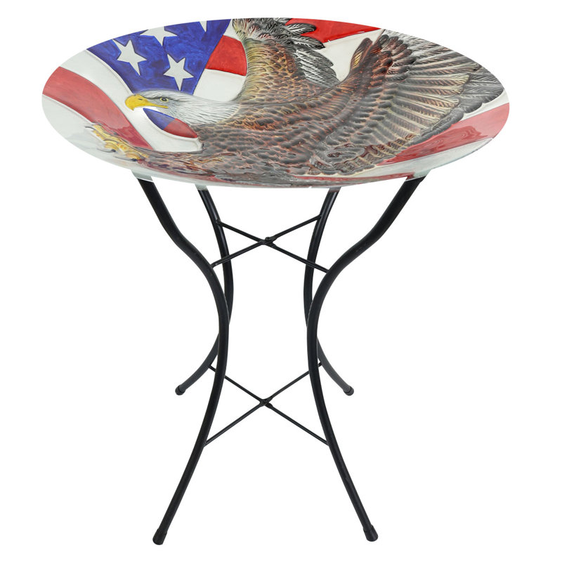 Freedom Eagle Glass Birdbath