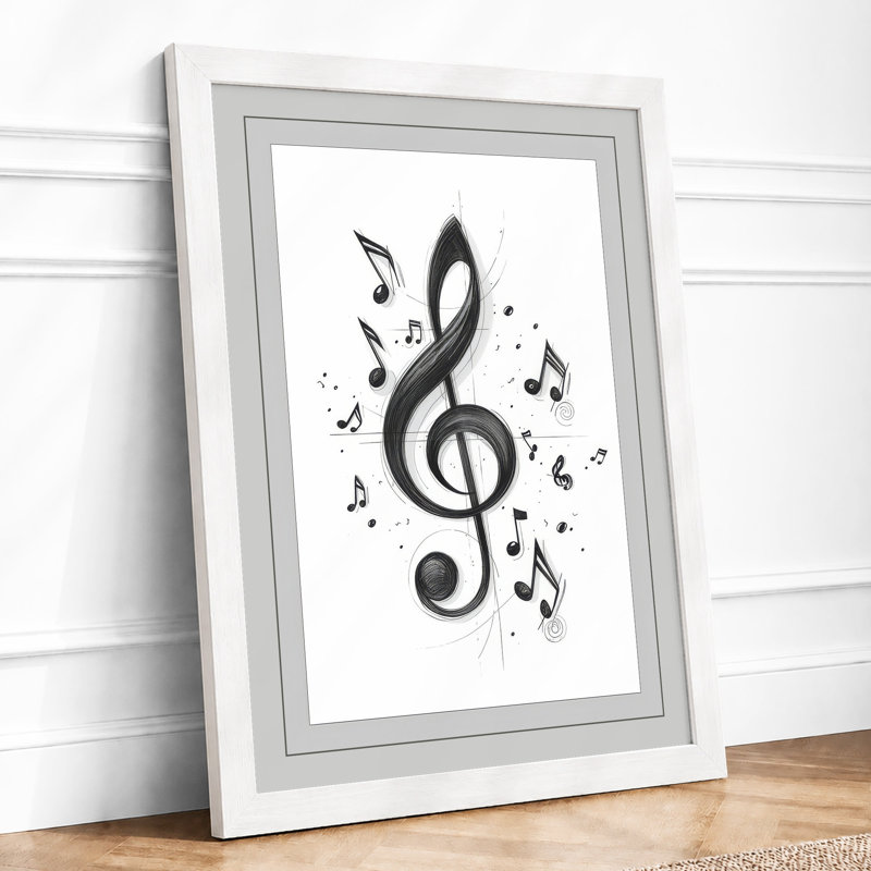 Rising Notes Modern - Framed Print, A3 - 42.0 x 29.7 cm, White