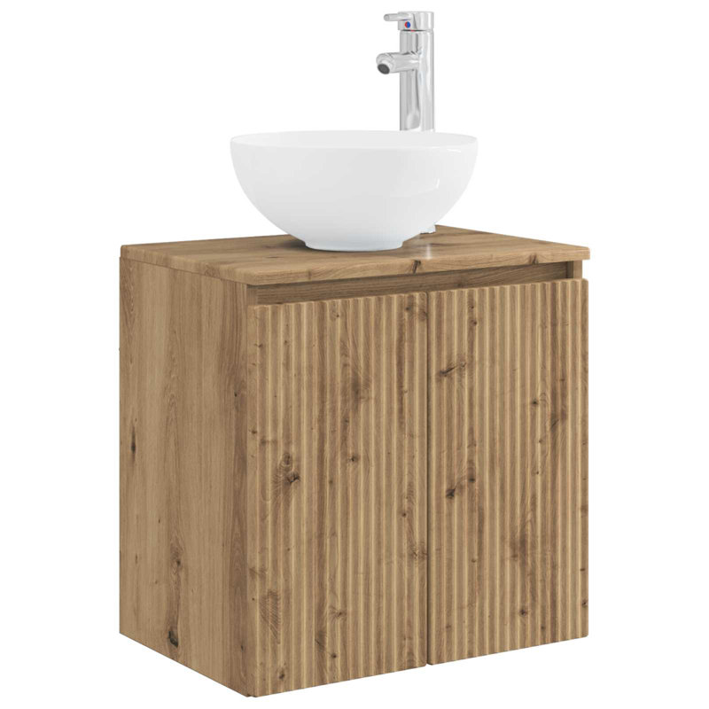 Single Bathroom Vanity with Ceramic Basin, Artisan Oak