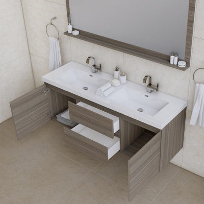 Ensemble de meuble-lavabo double mural 60 po Arjina
