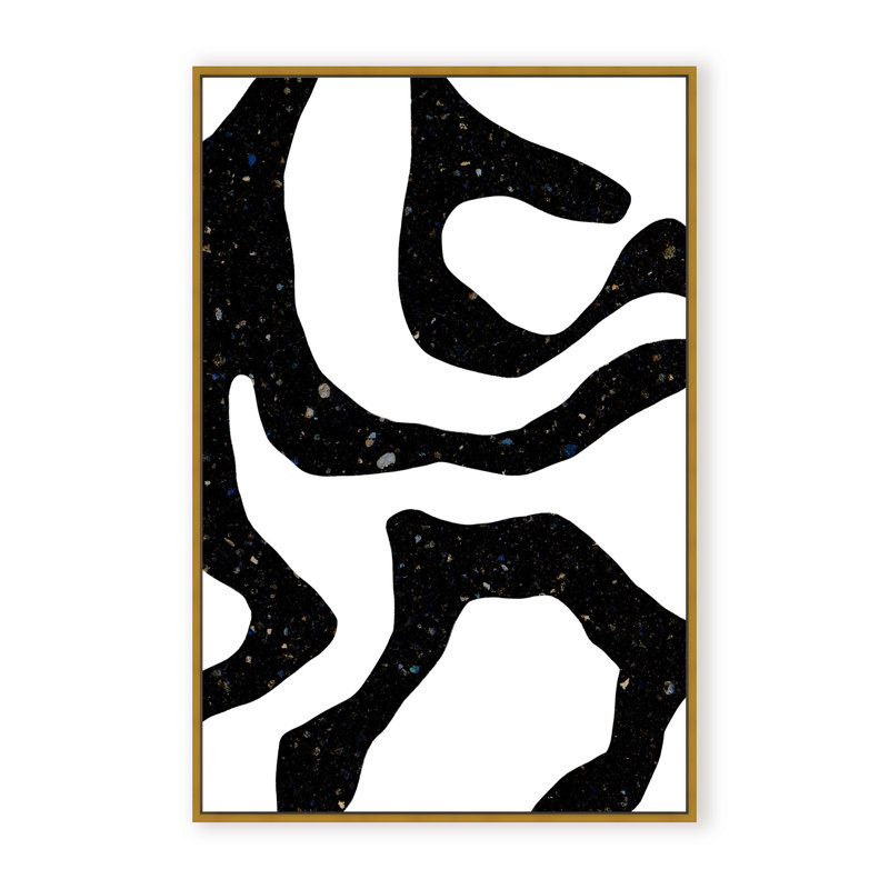 Abstract Black Gems by  - Picture Frame Painting on Paper, 48" H x 32" W x 1.125" D, Black, Framed Print
