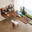 Bureau en bois de noyer en L massif-2077360967