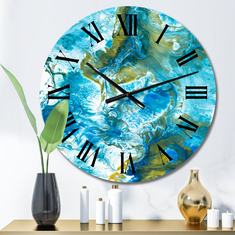 Horloge murale moderne bleue et blanche, Petit
