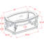 Table basse ovale avec plateau en verre et tablette