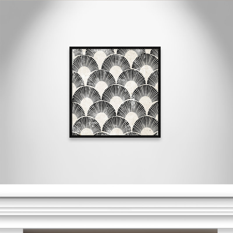 White Art Deco III Print by Aimee Wilson, 27.5'' W x 27.5'' H, Framed Print, Black Woodgrain