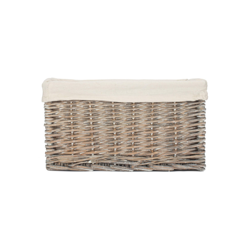 House Of Hampton Wicker Decorative Basket, 17cm H x 33cm W x 20cm D, Grey Wash/White Lining