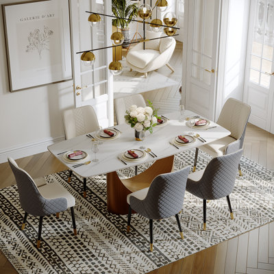 Ensemble de salle à manger moderne de 7 pièces Hobart (table de salle à manger 71 po + 6 chaises)
