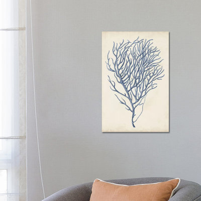 Indigo Coral VI 1 Piece Wrapped Canvas Painting