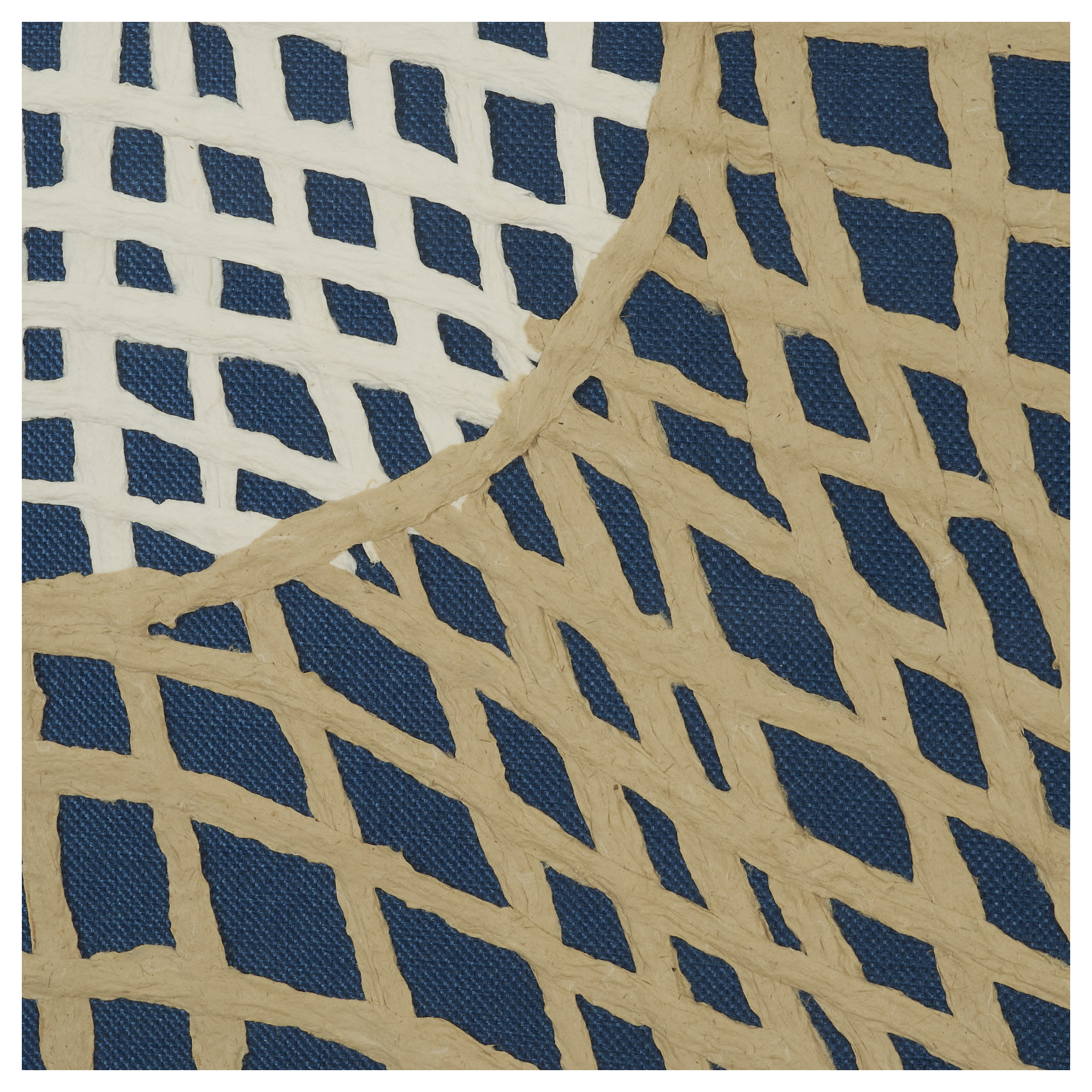 Folk Papercuts - Prisms - Picture Frame Graphic Art, Gold | White | Navy Blue, Blue, 40" H x 40" W 