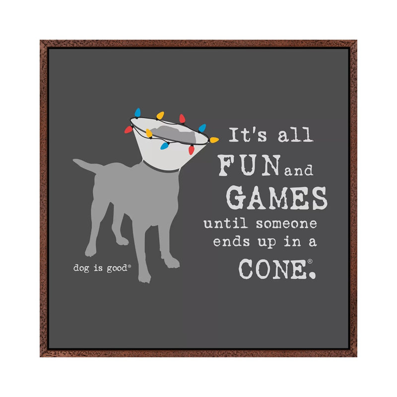 Fun And Games Holiday - Print on Canvas, Classic Brown Wood Framed, 45.72 cm H x 45.72 cm W
