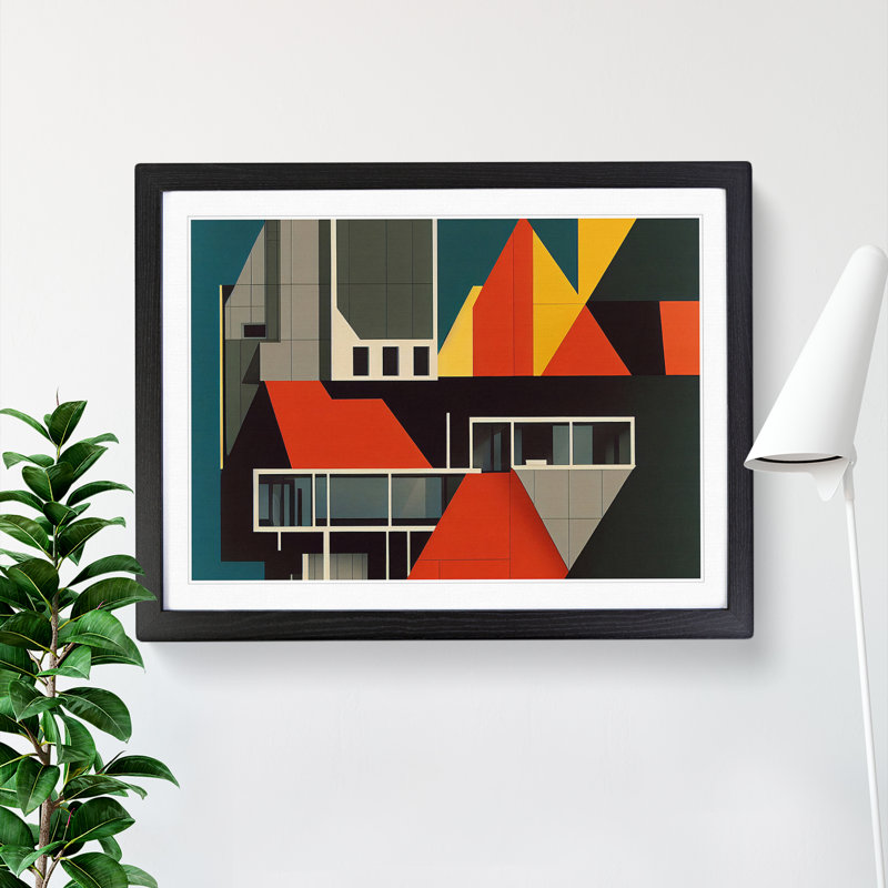 Bauhaus Architecture Vol.4 Abstract - Single Picture Frame Print, 46cm H x 64cm W x 2cm D, Black