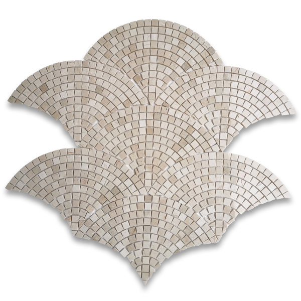 12.6" x 7.28" Marble Mosaic Sheet Subway Wall & Floor Tile