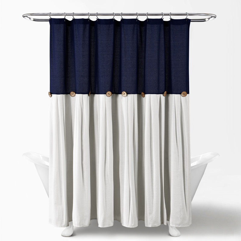 Rideau de douche simple Beckham, Bleu marine/blanc, H 72 po x l 72 po