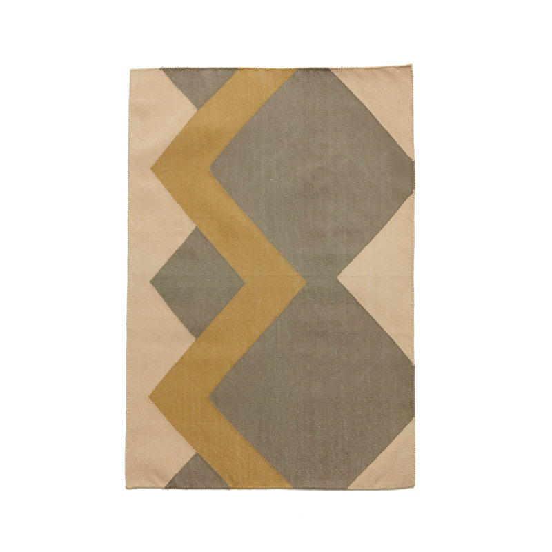 Eclipse Geometric Hand Woven Flatweave Rectangle 5' x 7' Cotton Area Rug in Brown