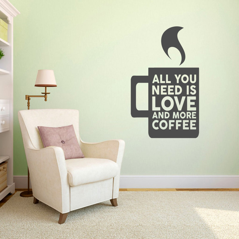 Text & Numbers Non-Wall Damaging Wall Decal, Dark Gray