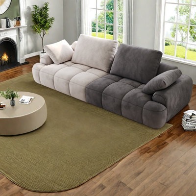 Large Sofas 86.6 Inch Suede Upholstered Modern Couch for Home Family