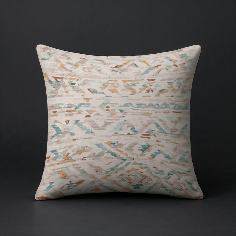 Coussin décoratif intérieur / extérieur gris Modern Modern, Carré 16 po, Beige abstrait 16