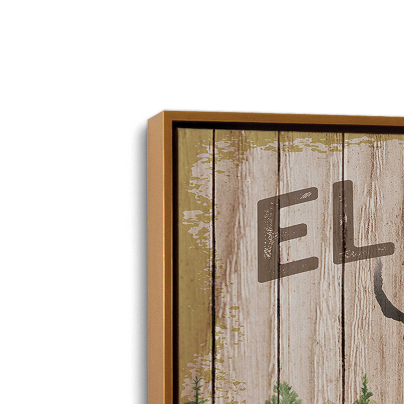 «Elk Creek Family Lodge» par Nicole DeCamp, reproduction d'art, L 32 po x H 24 po, Doré, Toile avec cadre