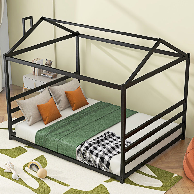 Queen House Shape Platform Bed, Black