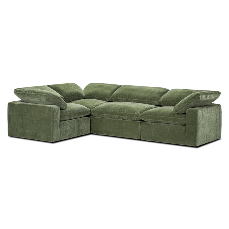 Canapé modulaire 4 pièces Wonardo, Tissu vert Sagano