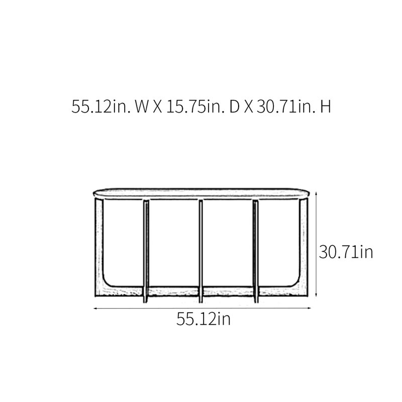 Retro Minimalist Console Table, 30.71" H x 55.12" W x 15.75" D