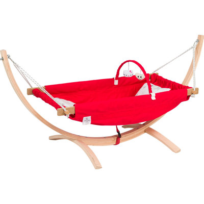 Ario Premium Baby Hammock, 100% Wooden Frame, Red Cotton Fabric, 38.6 x 22.0 x 21.3 inches | Supports Up to 44 lbs, Safe for 24 Months+, Stylish and Comfortable Sleep Solution for Infants and Toddlers