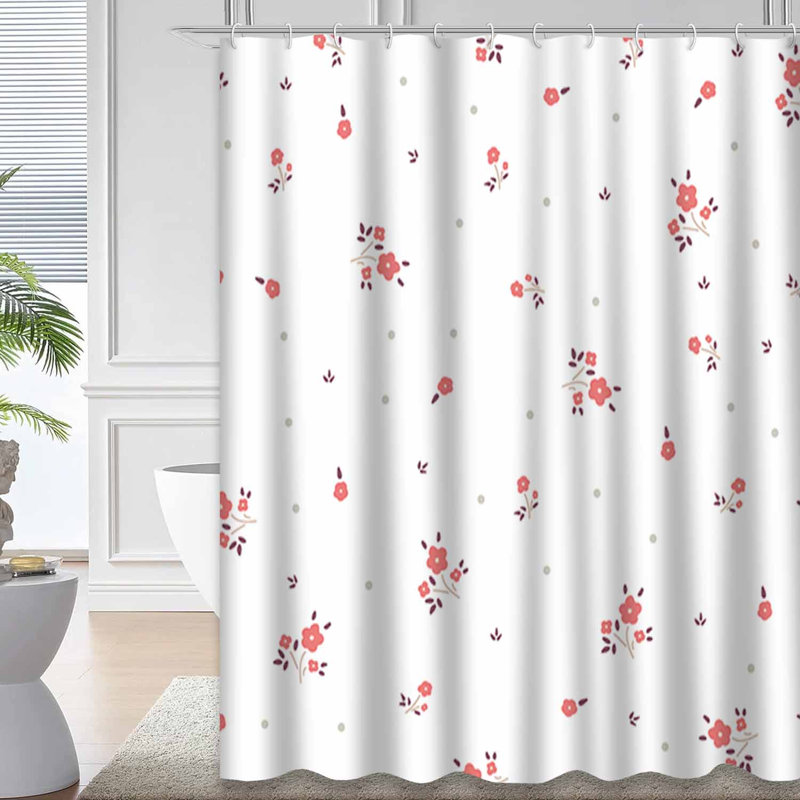 Rideau de douche imperméable à motif floral avec 12 petits crochets, L 72 po x l 72 po