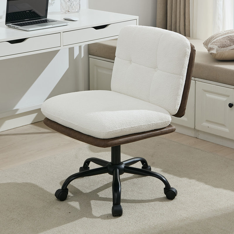 Chaise de bureau rembourrée en velours avec structure en métal, Beige / café