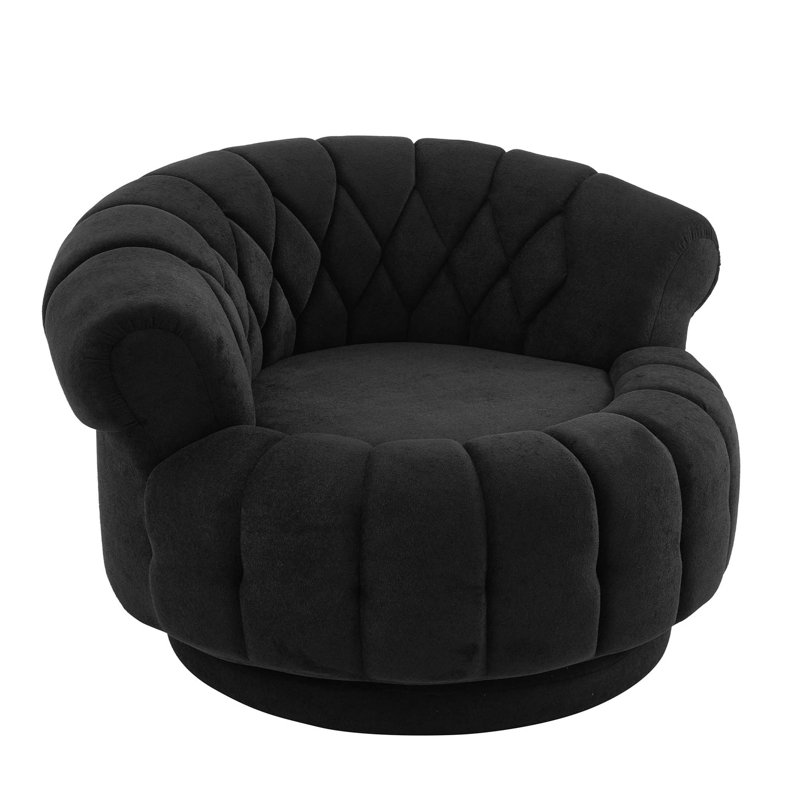 Luxury Chenille Swivel Accent Chair with 360° Rotation, Black