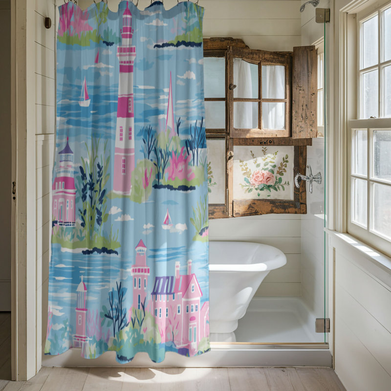 Rideau de douche standard 1 pièce Coastal Tower, H 74 po x l 71 po