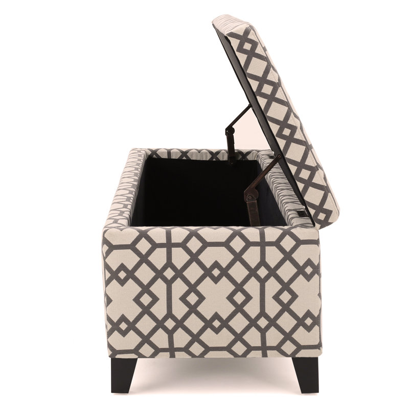 Banc de rangement rembourré Schmit, Ikat gris, 16.25" H x 51.25" W x 17.50" D