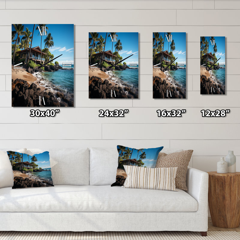 Hawaii Island Retreat - Horloge murale moderne nautique et de plage, Petit