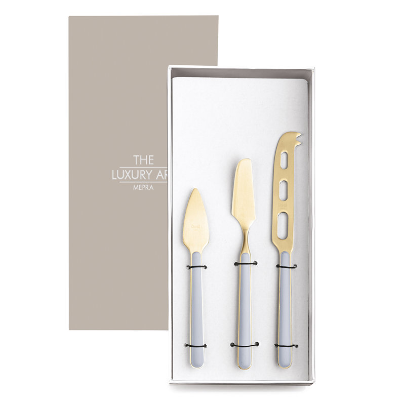 Fantasia Ice Gold Cheese Knives - 3 Pieces - Sage, Light Blue